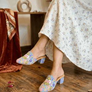 Floral Breeze Embroidered Mule Heels