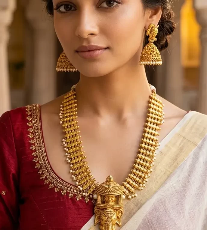 Temple Heritage Gold Lakshmi Necklace Set